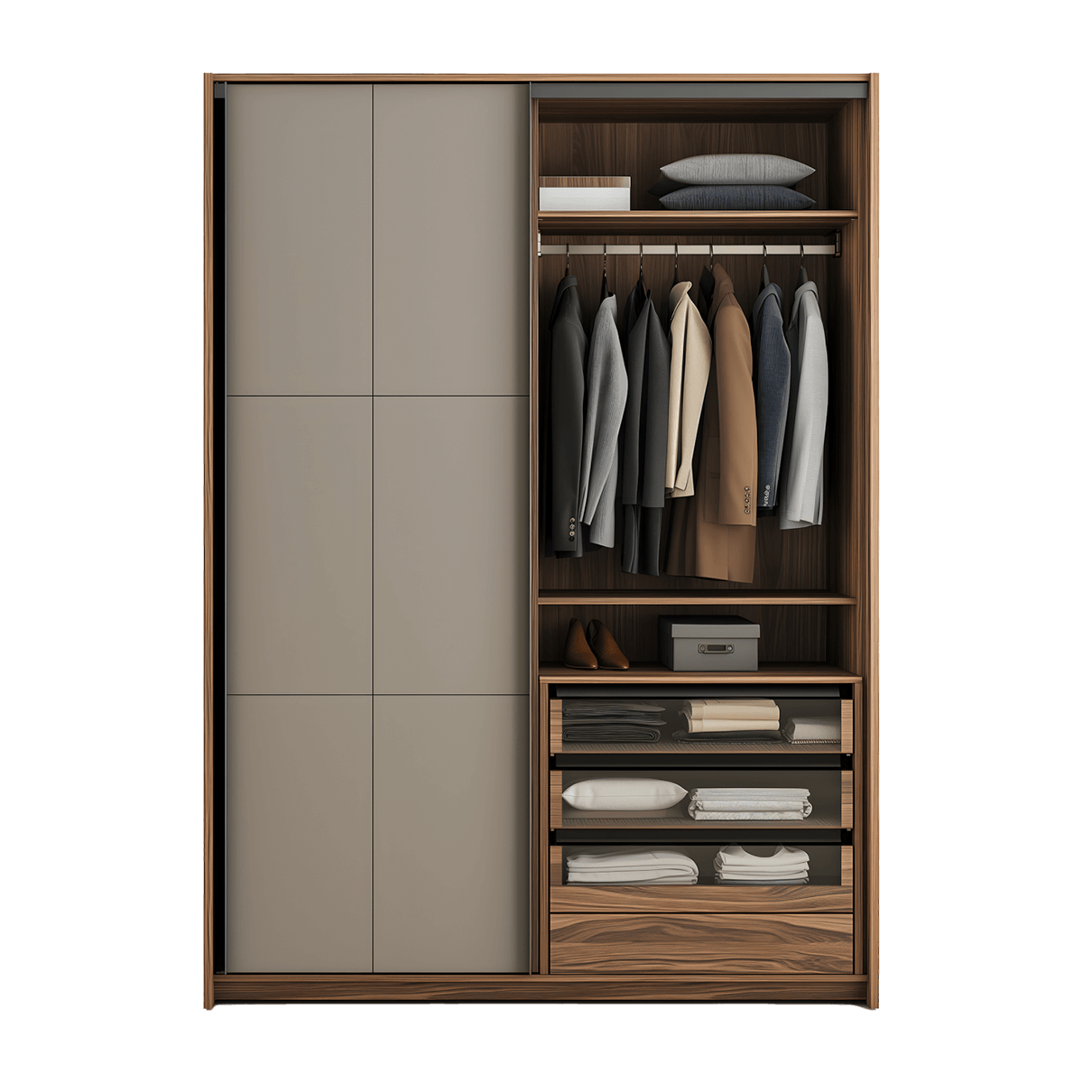 Modern Wooden Large Wardrobe - Görsel 2